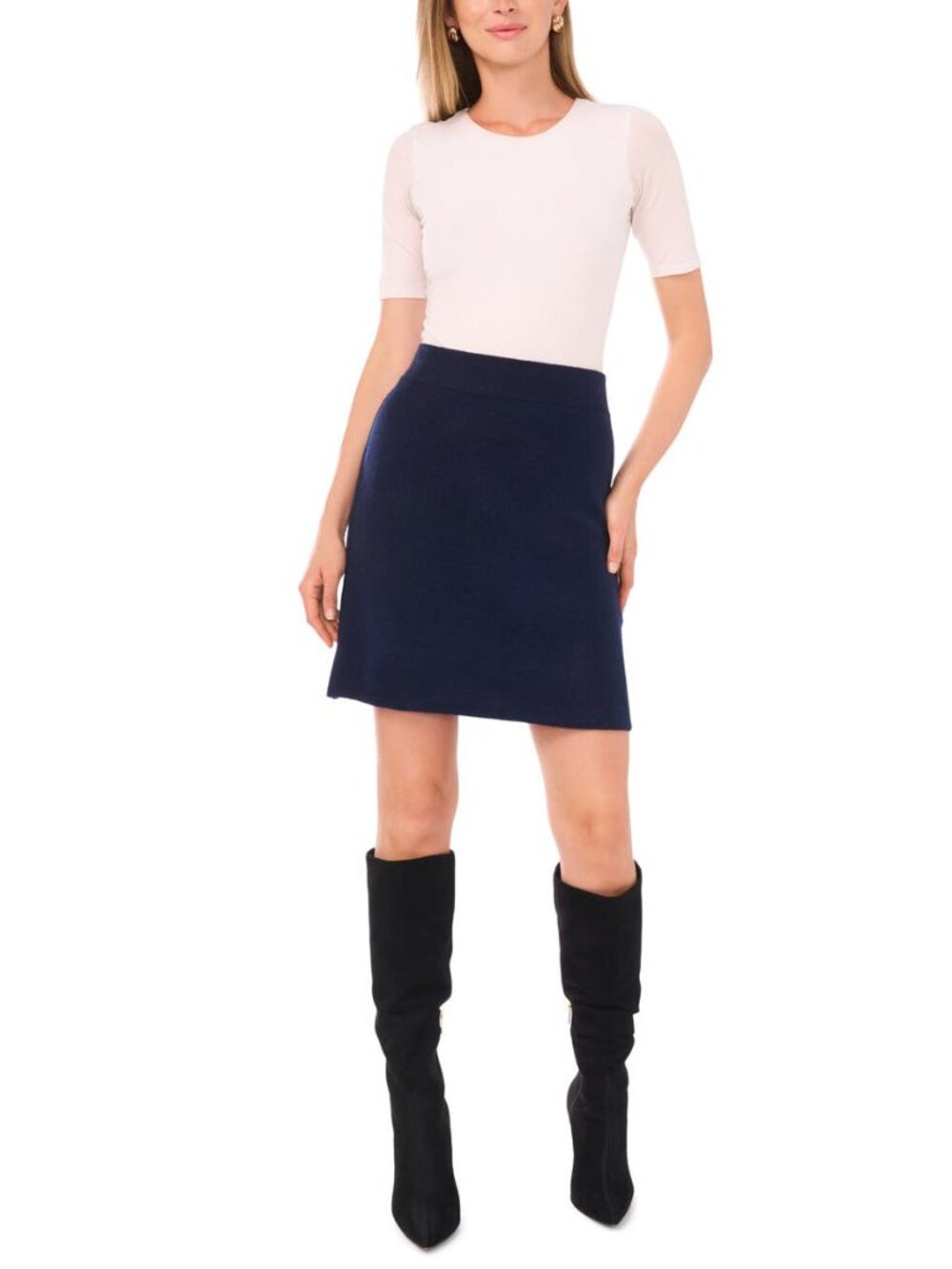 1.STATE Nordstrom Navy Blue Knit Sweater Mini Skirt NWT L - Picture 2 of 8